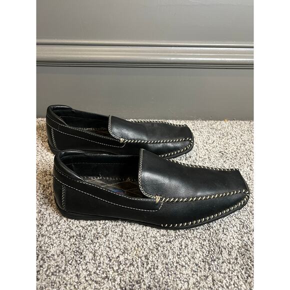 Stacy Adams driving loafer men’s 7 1/2 black with white stitching Preppy comfort - Picture 2 of 4